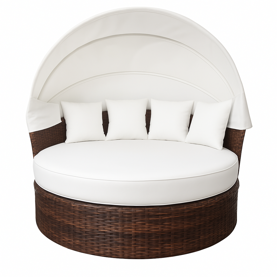 Polyrottinki aurinkovuode 165 cm – 10 cm pehmuste, teräsrunko, ruskea/beige