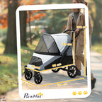 Koirien rattaat suurille koirille 30kg – taitettava koiranvaunu iskunvaimennuksella ja verkkoikkunoilla, valkoinen