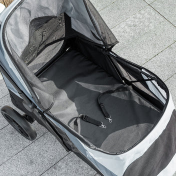 Hundvagnar för stora hundar 30 kg – hopfällbar hundvagn med stötdämpning och nätfönster, vit