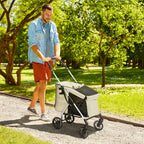 Kokoontaitettavat koiranrattaat hengittävällä verkolla ja pestävällä pehmusteella, beige