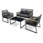 OUTLET! Ulkosohvaryhmä, puutarhasohva + puutarhapöytä, musta Joel - asiakaspalautus, B-laatu. Lue tuotekuvaus!