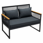 OUTLET! Ulkosohvaryhmä, puutarhasohva + puutarhapöytä, musta Joel - asiakaspalautus, B-laatu. Lue tuotekuvaus!