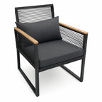 OUTLET! Ulkosohvaryhmä, puutarhasohva + puutarhapöytä, musta Joel - asiakaspalautus, B-laatu. Lue tuotekuvaus!