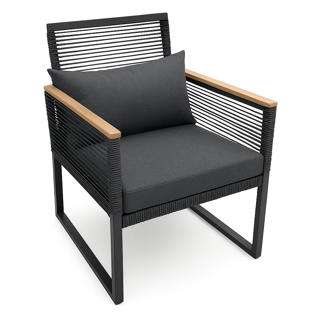 OUTLET! Ulkosohvaryhmä, puutarhasohva + puutarhapöytä, musta Joel - asiakaspalautus, B-laatu. Lue tuotekuvaus!