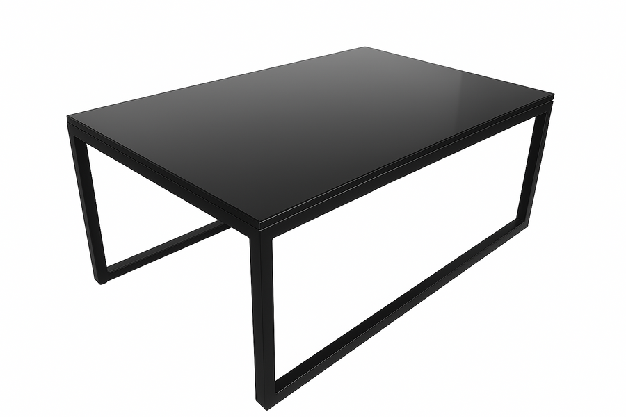Trädgårdsbord 90 x 60 cm – 5 mm härdat glas, stålram, svart
