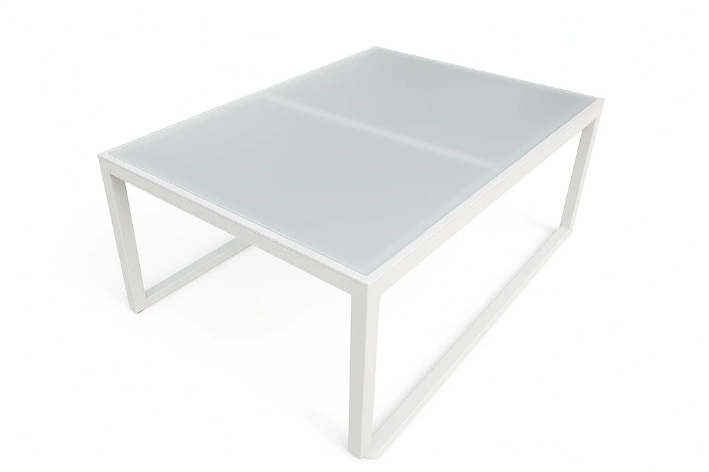 Ulkokalustesetti, 2 tuolia+ pöytä, 10 cm pehmusteet, valkoinen / vaalea beige