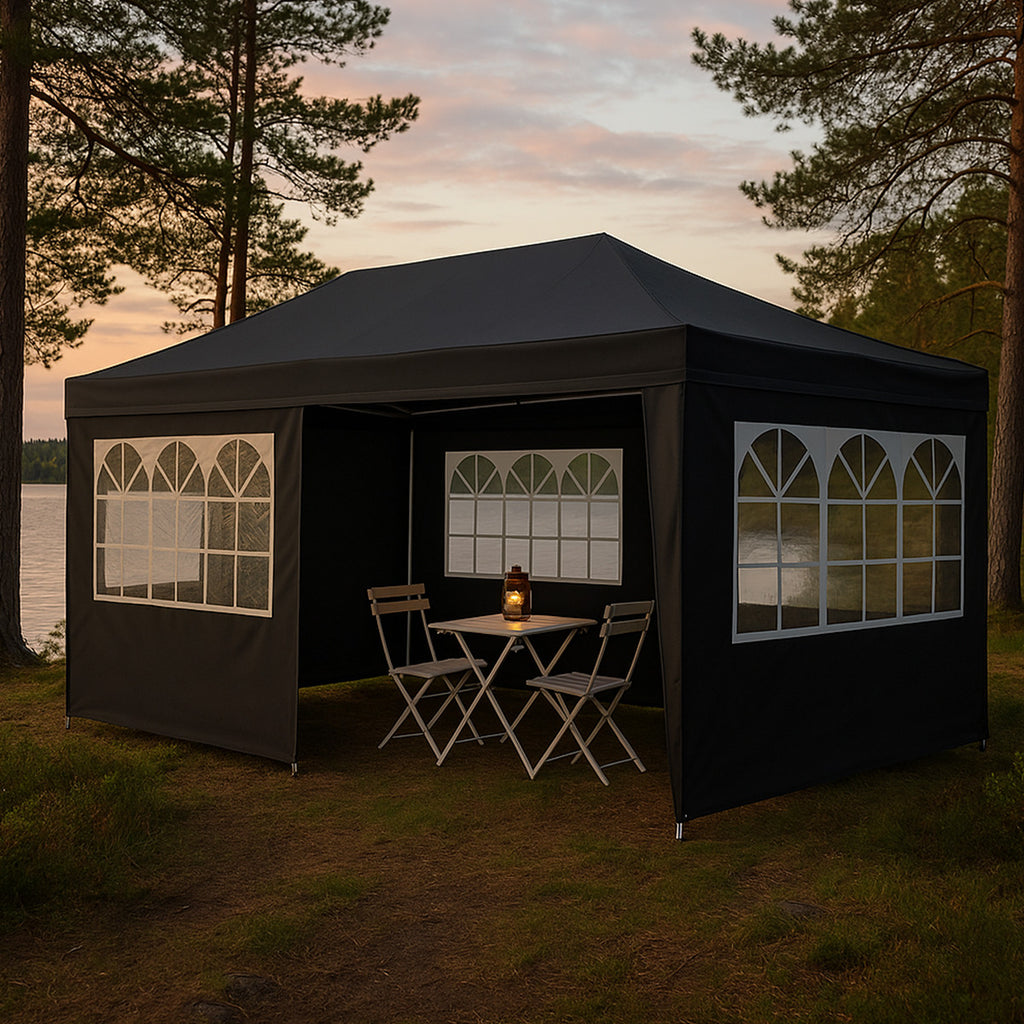 POHJOLA GARDEN Juhlateltta / Paviljonki irrotettavilla sivuilla 3x6m PE, harmaa