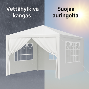 Juhlateltta 3 x 6 m – irrotettavat sivut, PE-kangas, teräsrunko