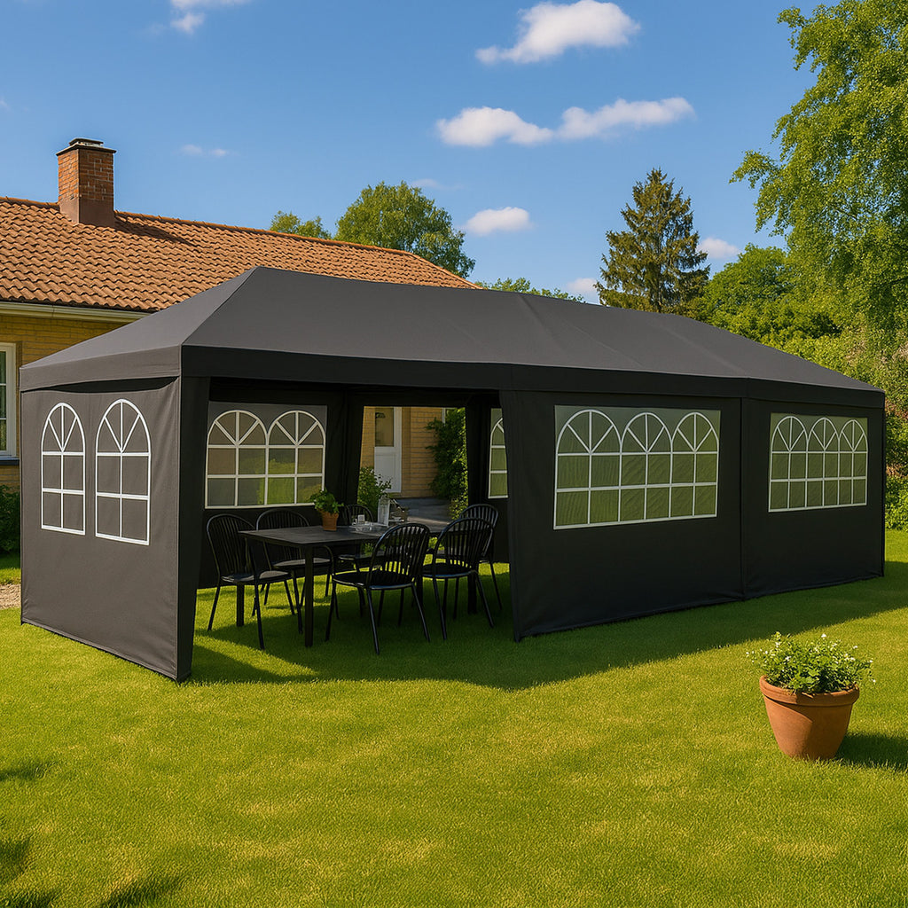 POHJOLA GARDEN Juhlateltta / Paviljonki irrotettavilla sivuilla 3x9m PE, harmaa