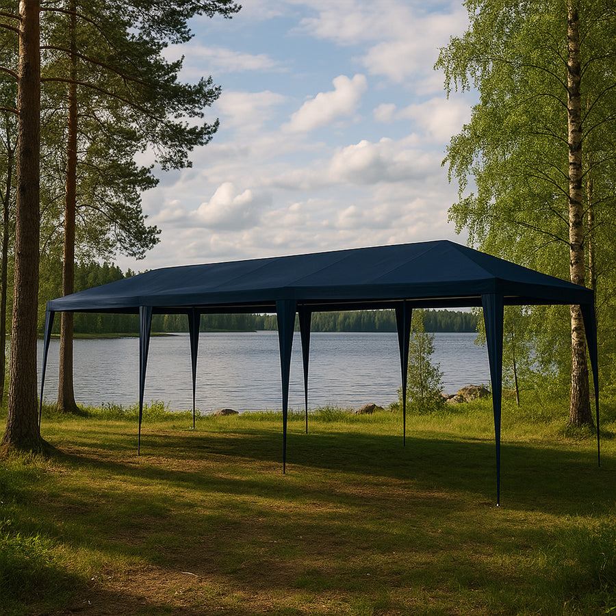 Juhlateltta 3 x 9 m – irrotettavat sivut, PE-kangas, vetoketjuovi