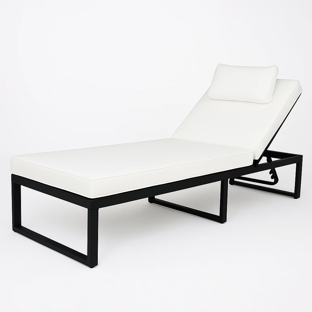 POHJOLA GARDEN Aurinkotuoli Säädettävällä Selkänojalla 200 cm, Musta/Beige, ILONA