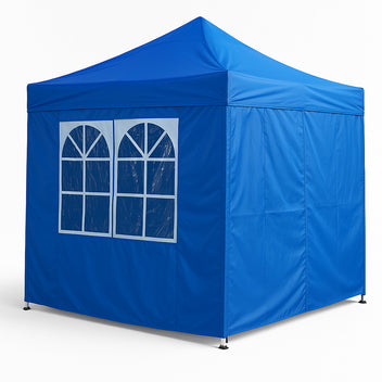 Pop-up festtält 2 x 2 m – avtagbara sidoväggar, 210D Oxford-tyg, blått