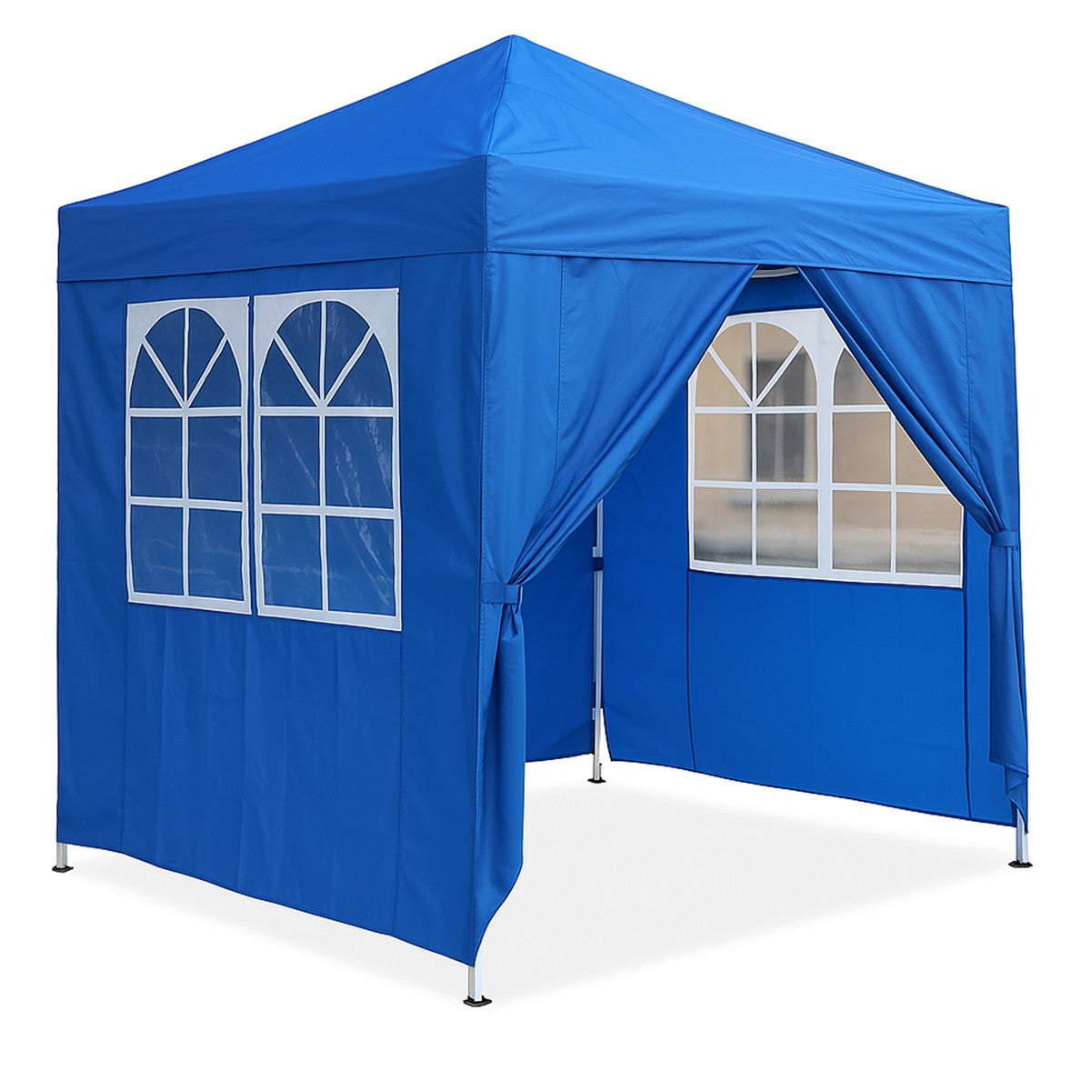 Pop-up festtält 2 x 2 m – avtagbara sidoväggar, 210D Oxford-tyg, blått