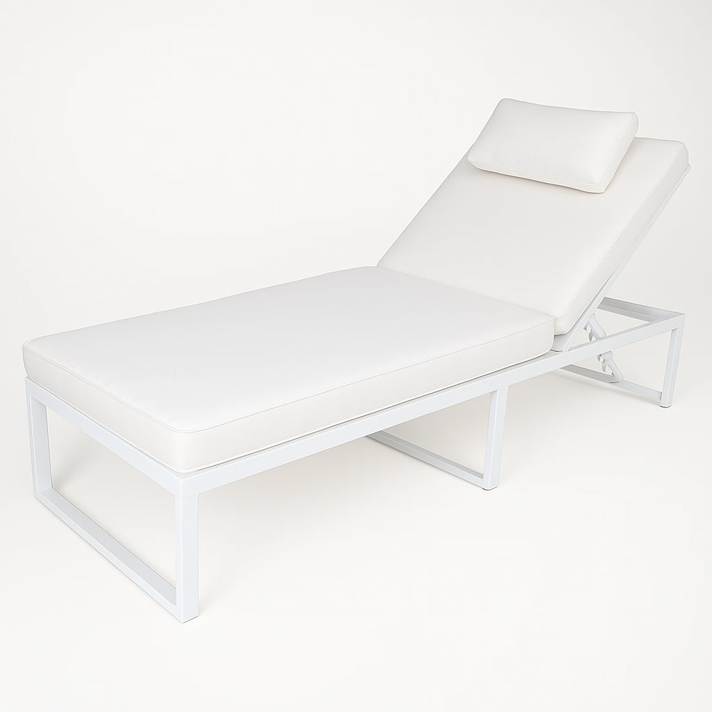 POHJOLA GARDEN Aurinkotuoli Säädettävällä Selkänojalla 200 cm, Valkoinen, ILONA