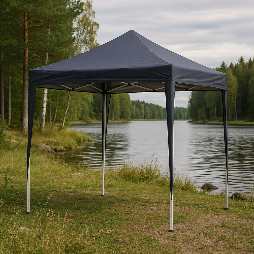 POHJOLA GARDEN POP-UP Juhlateltta Irrotettavilla Sivuseinillä, 2 x 2 m, Antrasiitti