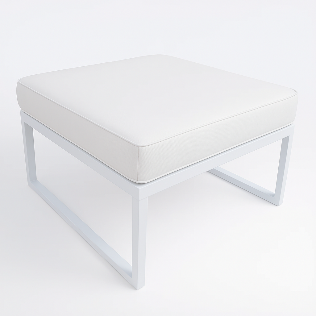Utomhussoffa divan 60 x 65 cm – 10 cm stoppning, stålram, vit/ljusbeige