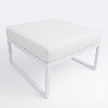 Utomhussoffa divan 60 x 65 cm – 10 cm stoppning, stålram, vit/ljusbeige