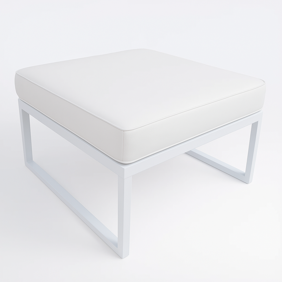 Utomhussoffa divan 60 x 65 cm – 10 cm stoppning, stålram, vit/ljusbeige