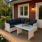 POHJOLA GARDEN Polyrottinki Ulkosohvaryhmä Pöydällä AAVA, Valkoinen / harmaa