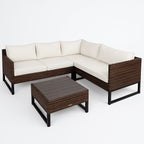 POHJOLA GARDEN Polyrottinki Kulmasohvaryhmä ja Puutarhapöytä, Ruskea/Beige, Heini