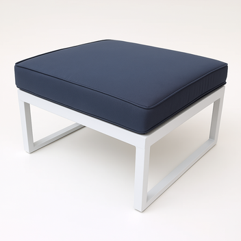 Utomhussoffa divan 60 x 65 cm – 10 cm stoppning, stålram, vit/grå