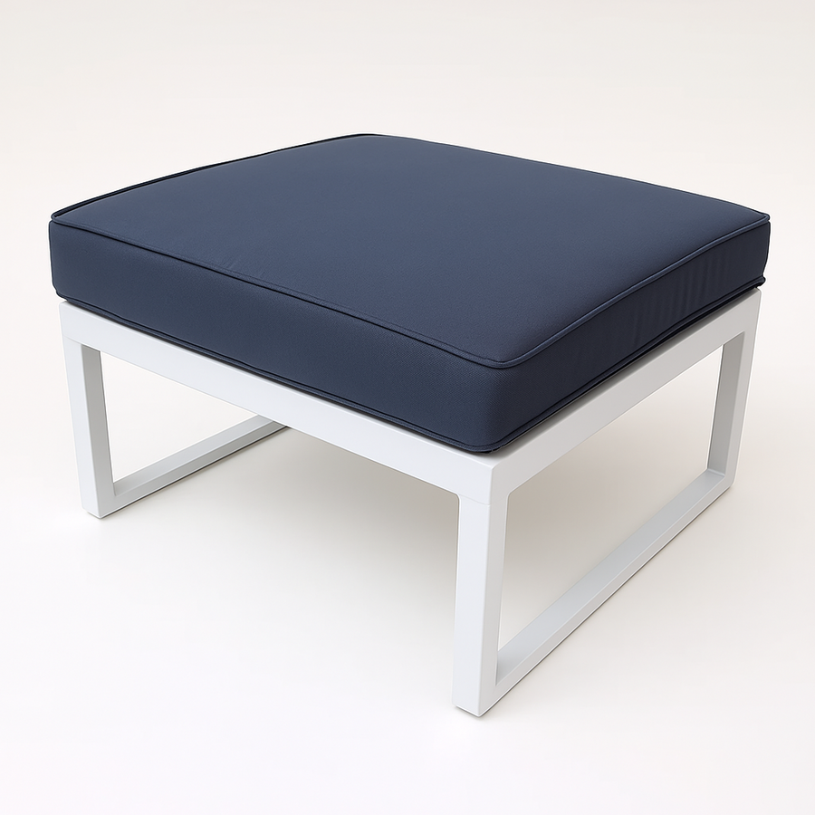 Utomhussoffa divan 60 x 65 cm – 10 cm stoppning, stålram, vit/grå