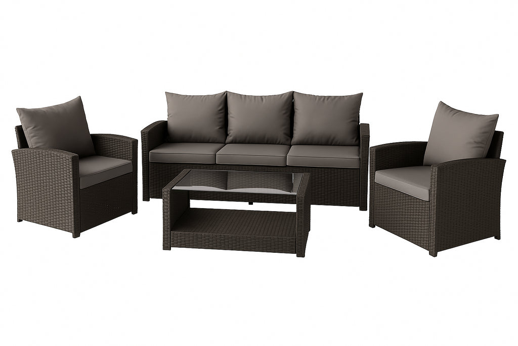 POHJOLA GARDEN Polyrottinki Sohvaryhmä 4-osainen, Musta/harmaa, MATLEENA