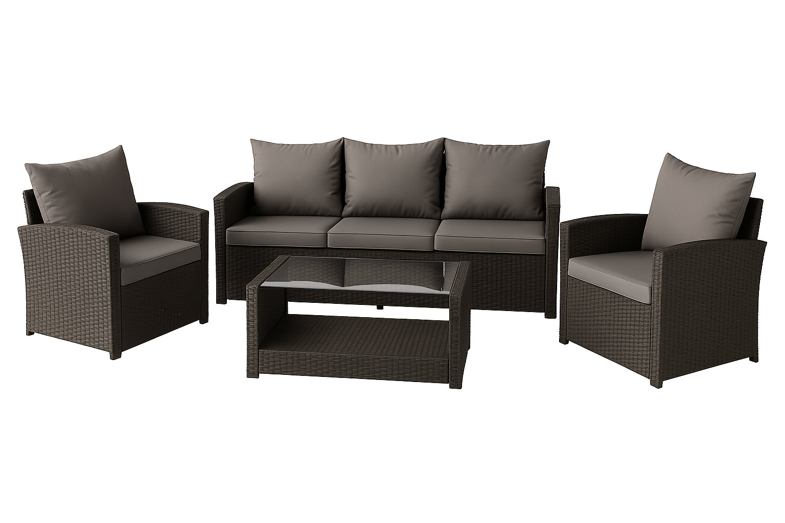 POHJOLA GARDEN Polyrottinki Sohvaryhmä 4-osainen, Musta/harmaa, MATLEENA