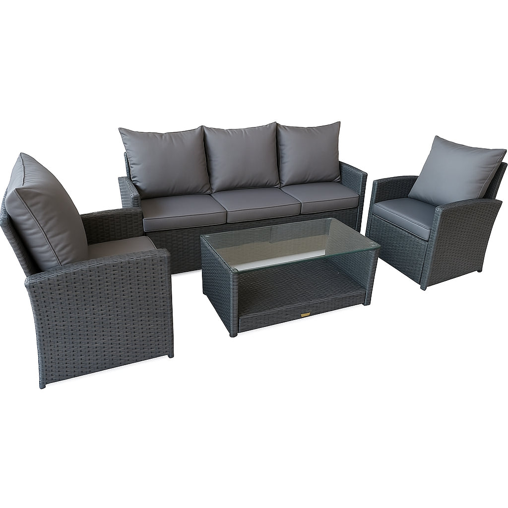 POHJOLA GARDEN Polyrottinki Sohvaryhmä 4-osainen, Musta/harmaa, MATLEENA