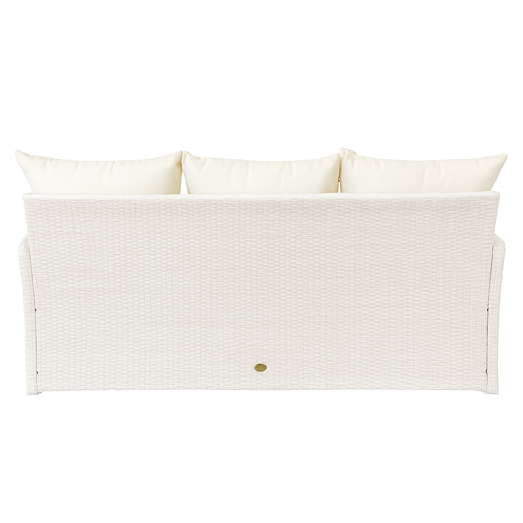 3-istuttava ulkosohva 175 x 60 x 74 cm – polyrottinki, valkoinen/beige