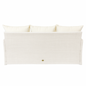 3-istuttava ulkosohva 175 x 60 x 74 cm – polyrottinki, valkoinen/beige
