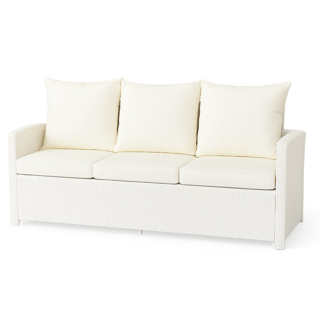 POHJOLA GARDEN Polyrottinki Ulkosohva 3-istuttava, valkoinen/beige, 175x60x74, Emma