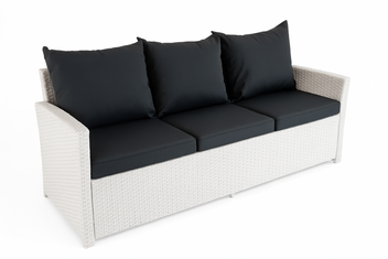 3-sitsig utomhussoffa 175 x 60 x 74 cm – polyrotting, vit/grå