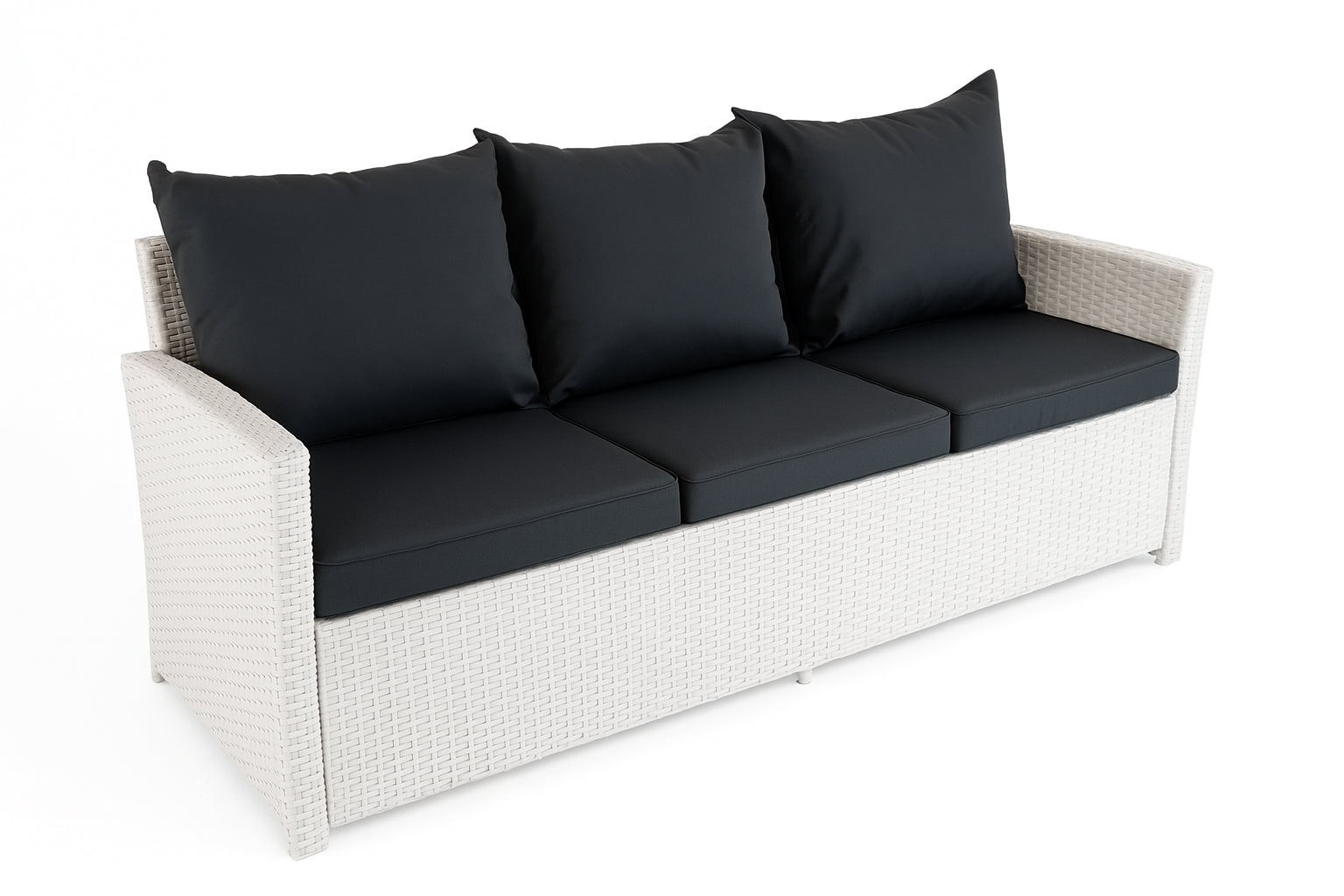 POHJOLA GARDEN Polyrottinki Ulkosohva 3-istuttava, valkoinen/harmaa, 175x60x74, Emma