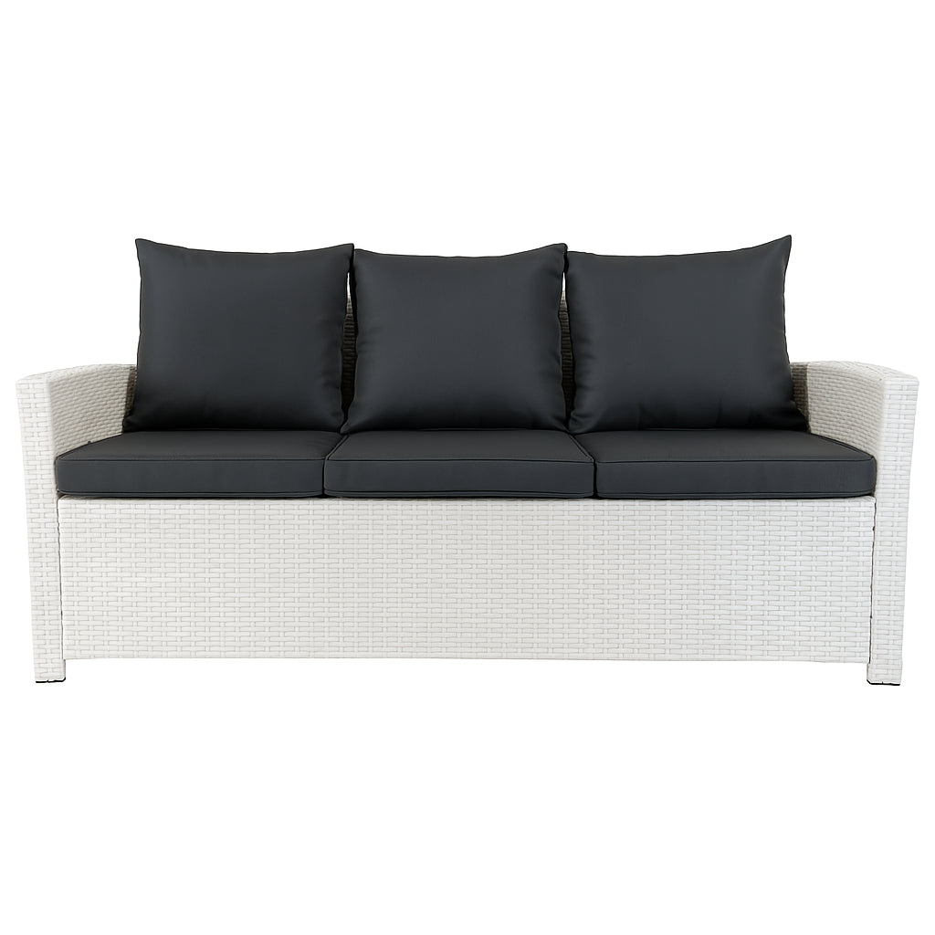 POHJOLA GARDEN Polyrottinki Ulkosohva 3-istuttava, valkoinen/harmaa, 175x60x74, Emma