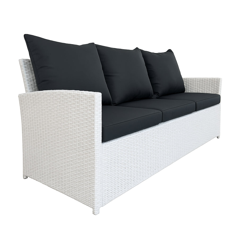 POHJOLA GARDEN Polyrottinki Ulkosohva 3-istuttava, valkoinen/harmaa, 175x60x74, Emma