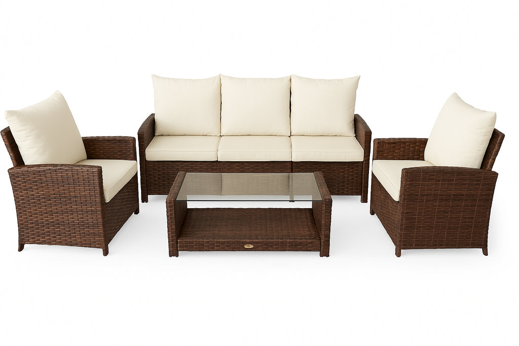 POHJOLA GARDEN Polyrottinki Sohvaryhmä 4-osainen, Ruskea/beige, MATLEENA