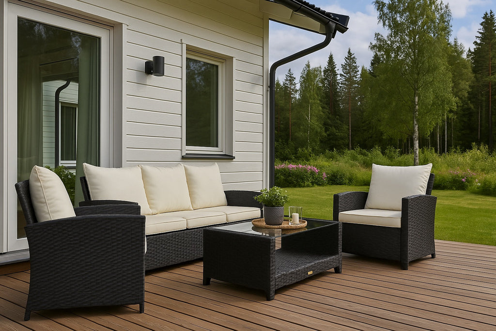 POHJOLA GARDEN Polyrottinki Sohvaryhmä 4-osainen, Musta/beige, MATLEENA