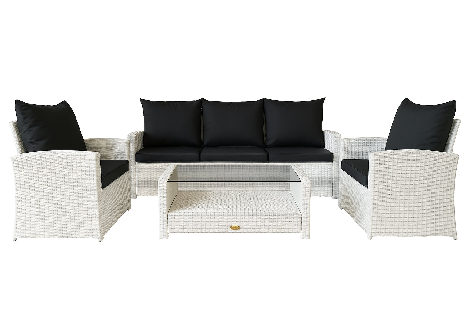 POHJOLA GARDEN Polyrottinki Sohvaryhmä 4-osainen, Valkoinen/harmaa, MATLEENA