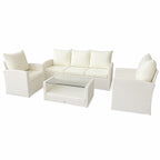 POHJOLA GARDEN Polyrottinki Sohvaryhmä 4-osainen, Valkoinen/beige, MATLEENA
