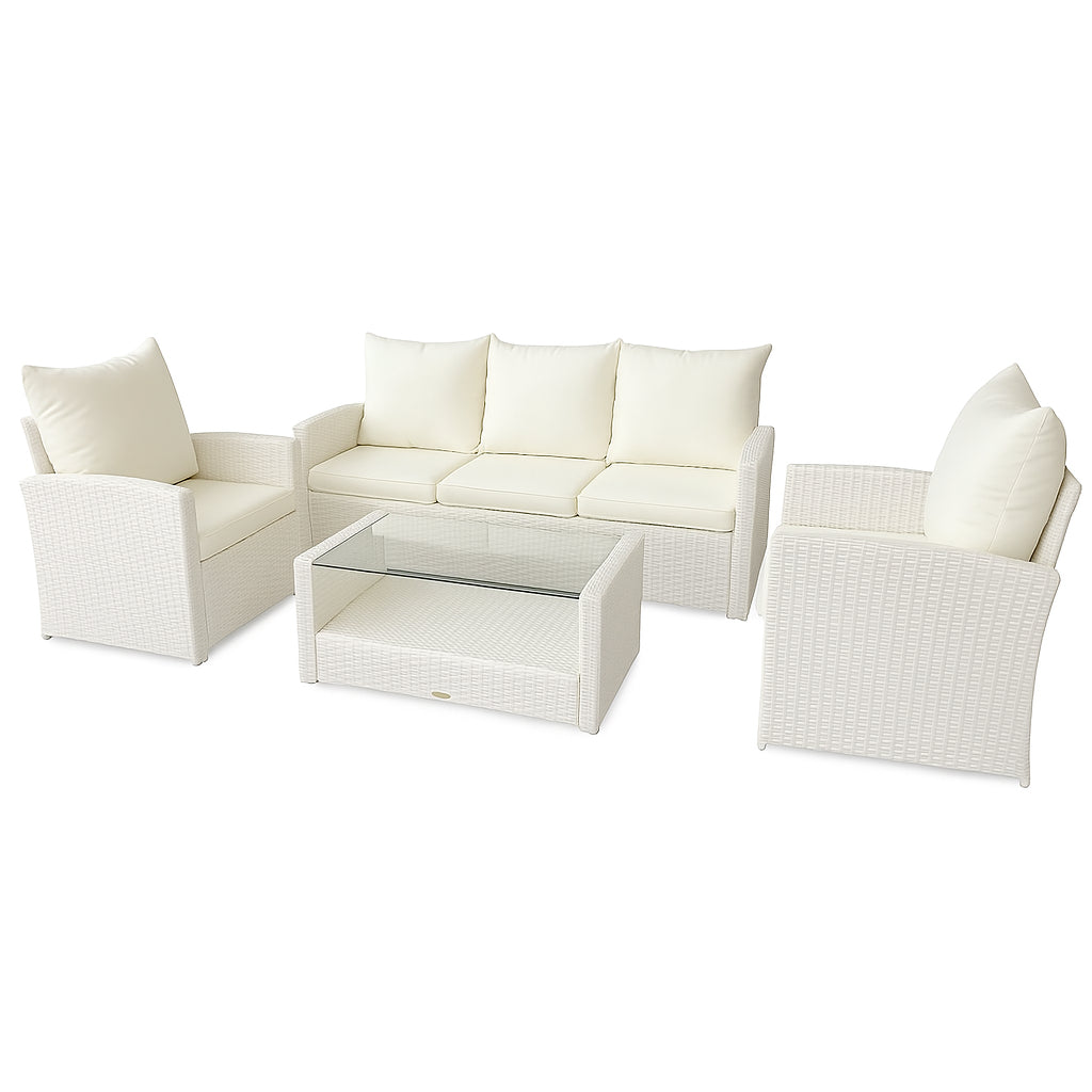 POHJOLA GARDEN Polyrottinki Sohvaryhmä 4-osainen, Valkoinen/beige, MATLEENA