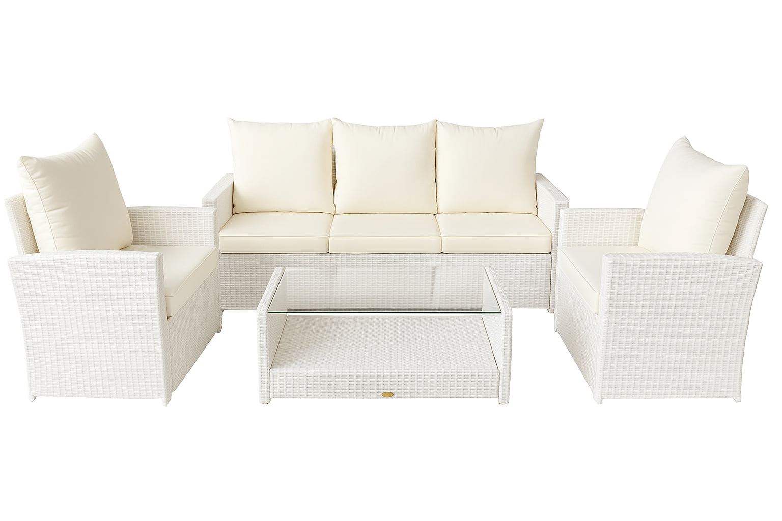 POHJOLA GARDEN Polyrottinki Sohvaryhmä 4-osainen, Valkoinen/beige, MATLEENA