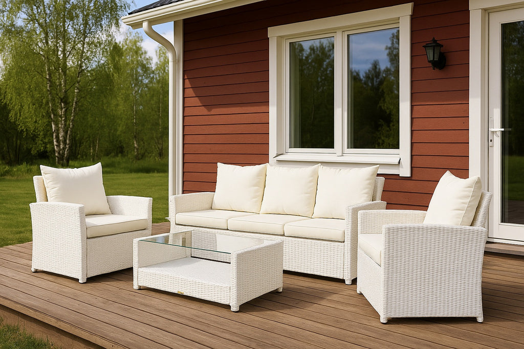 POHJOLA GARDEN Polyrottinki Sohvaryhmä 4-osainen, Valkoinen/beige, MATLEENA