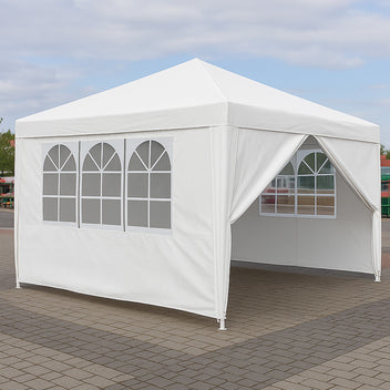 Pop-up festtält 3 x 3 m – avtagbara sidoväggar, 210D Oxford-tyg, vitt