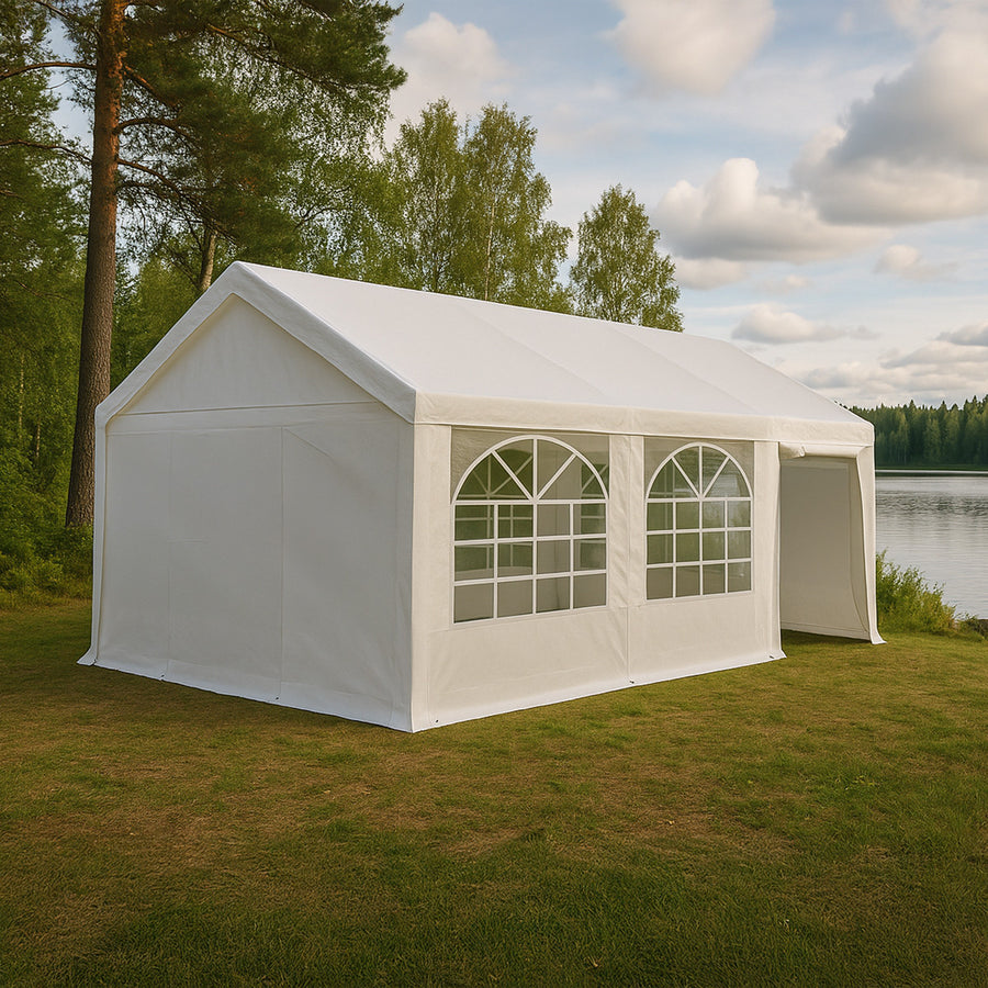 Juhlateltta 3 x 6 m STRONG – galvanoitu teräsrunko, PE 180 g/m², irrotettavat sivuseinät