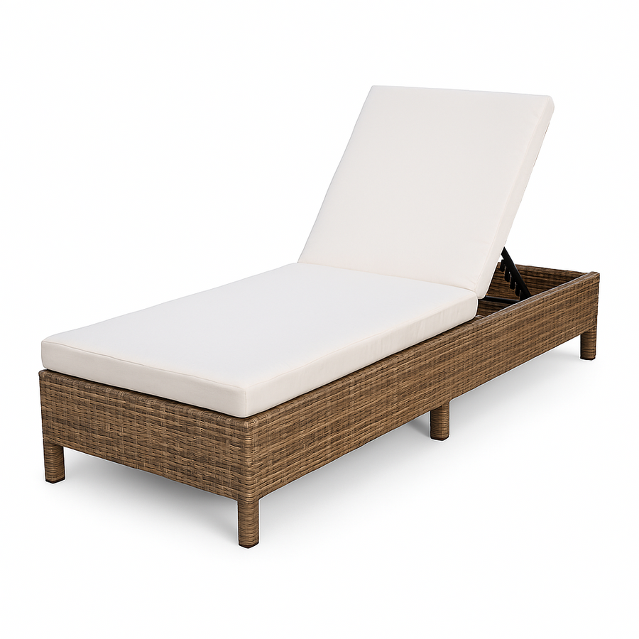 Solstol 198 x 70 x 30 cm – polyrotting, aluminiumram, 8 cm stoppning