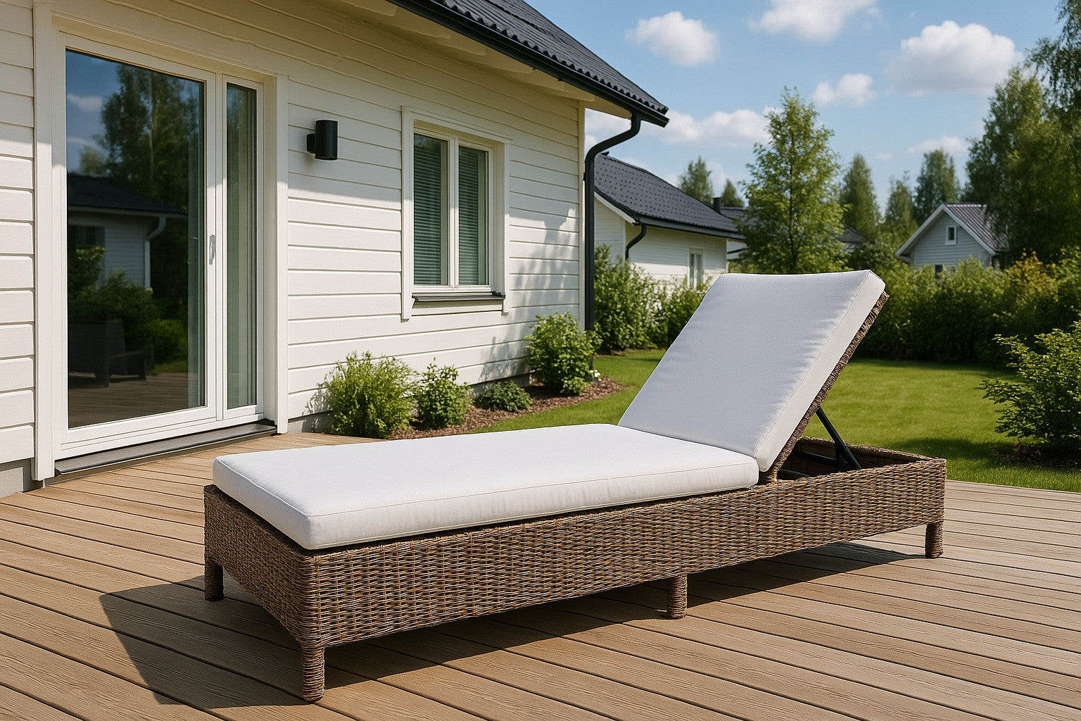 POHJOLA GARDEN SANDRA Aurinkotuoli, Polyrottinkinen Aurinkovuode, Ruskea, 198x70x30cm