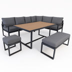 POHJOLA GARDEN Kulmasohvaryhmä Lounge, Kulmasohva, Pöytä & 2 Jakkaraa