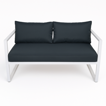 2-istuttava ulkosohva 130 x 75 cm – 10 cm pehmusteet, teräsrunko, valkoinen/harmaa