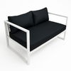 2-sitsig utomhussoffa 130 x 75 cm – 10 cm stoppning, stålram, vit/grå